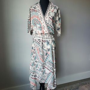 ECI Tribal Print Handkerchief Hem Dress-XS